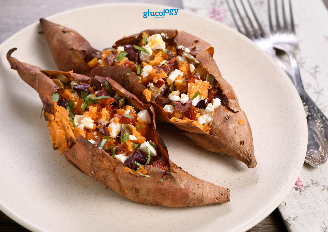 Chickpea and Spinach Stuffed Sweet Potatoes | Diabetes Friendly Food