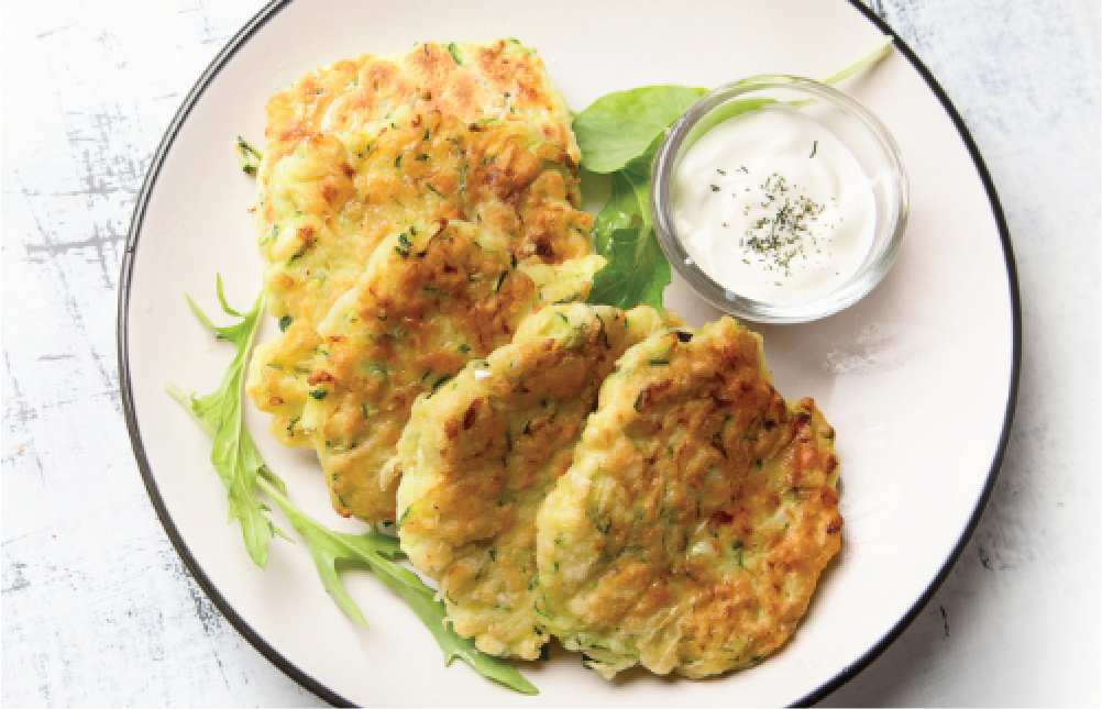 CHEESY ZUCCHINI FRITTERS