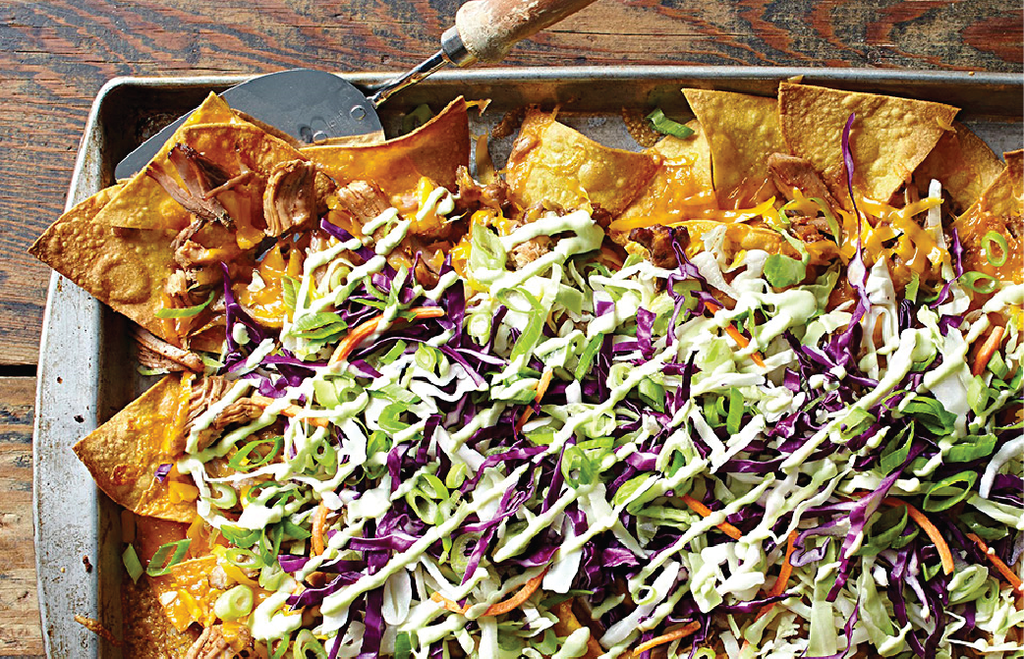 Asian Pork Nachos with Wasabi Cream