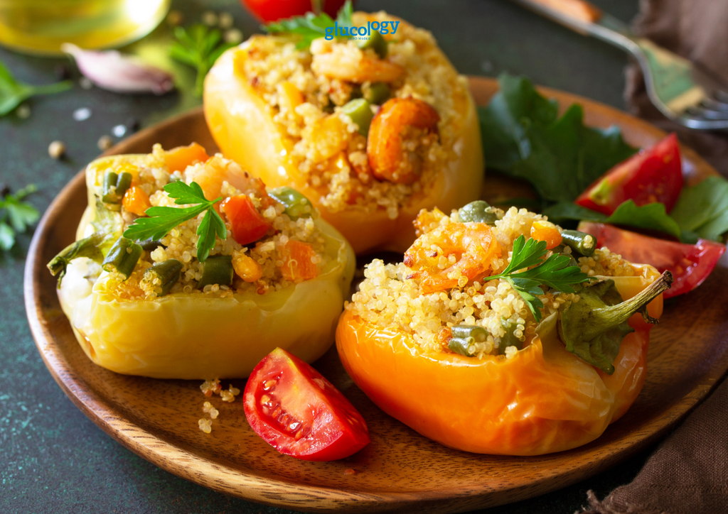 Quinoa-Stuffed Bell Peppers | Low Card Diabetes Friendly Recipes 