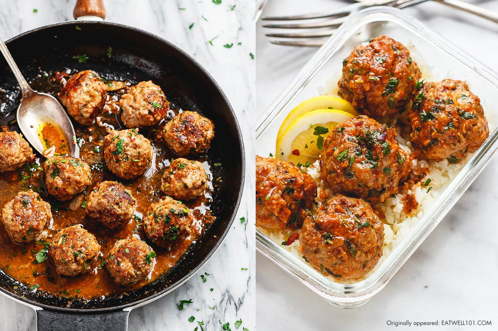 Garlic Butter Chicken Meatballs with Cauliflower Rice