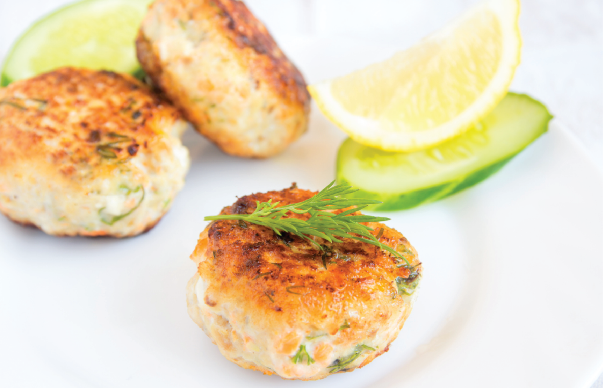 Diabetes-Friendly Salmon Rissoles with Brown Rice & Broccolini