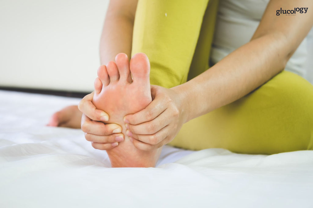 Person checking their feet as part of a daily diabetes foot care routine