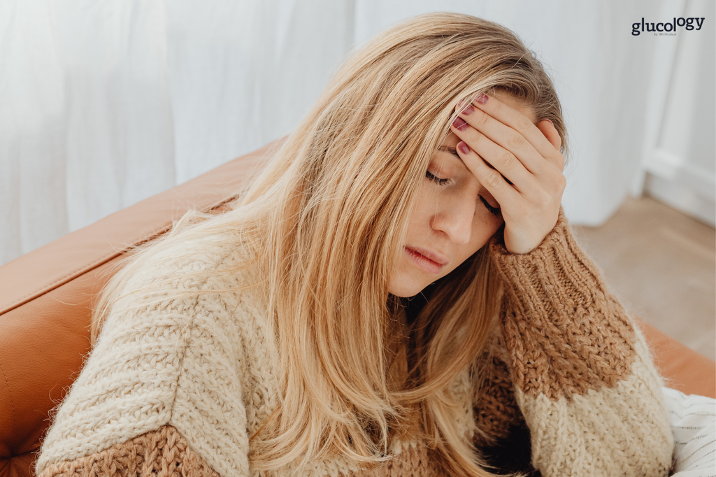 Woman experiencing the first symptoms of hypoglycaemia