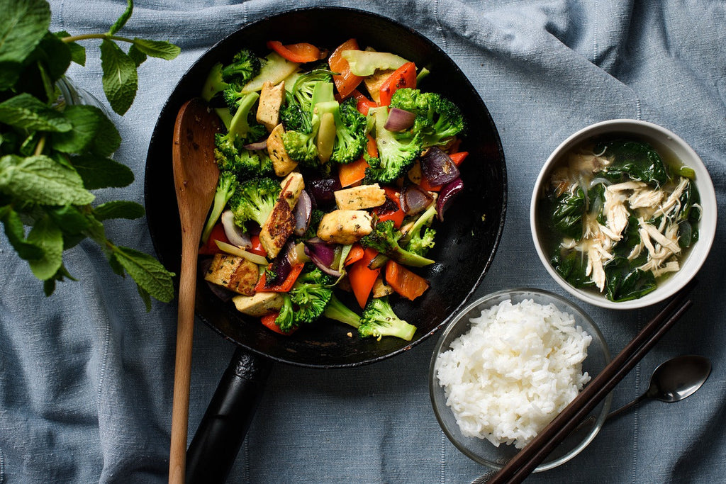Baked Tofu with Stir-Fried Vegetables