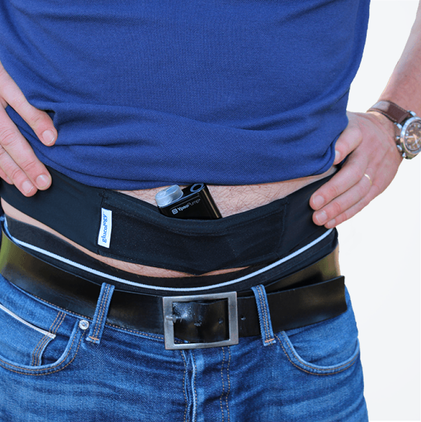 Diabetes pump belt outlet